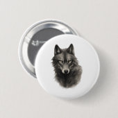 Wolf-Gesichtsaufkleber Button (Vorne & Hinten)