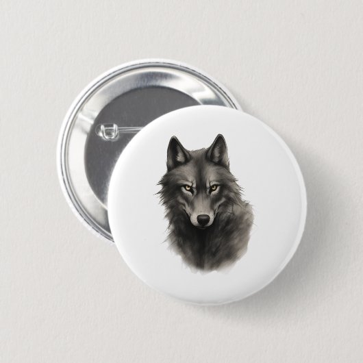 Wolf-Gesichtsaufkleber Button (Vorne & Hinten)