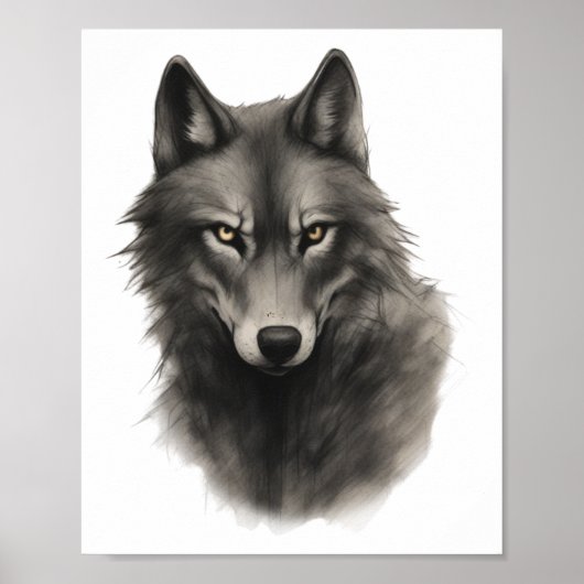 Wolf-Gesichtsaufkleber Poster (Vorne)
