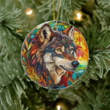 Wolf gesteinigt Glas Weihnachtsbaum Dekorationen