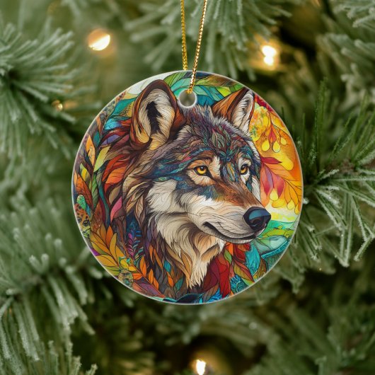 Wolf gesteinigt Glas Weihnachtsbaum Dekorationen Keramik Ornament (Baum)
