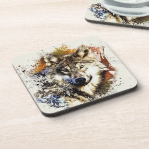 Wolf getränkeuntersetzer