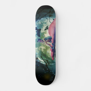 Wolf Girl Raven Bat Moon Skateboard