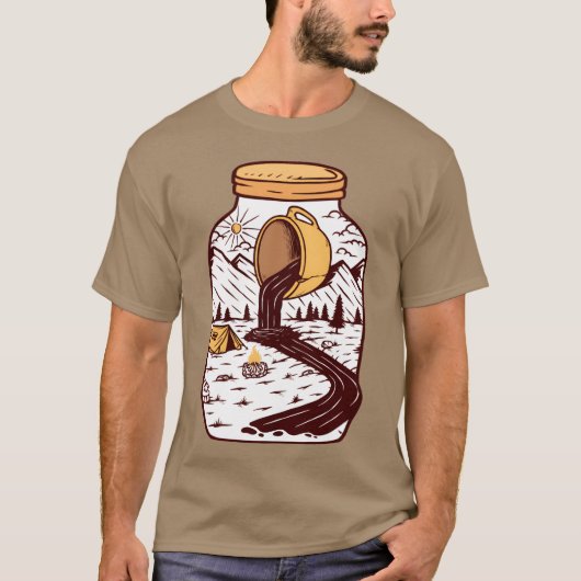 Wolf Glass Coffee Nature Camping Hiker Camping fri T-Shirt (Vorderseite)