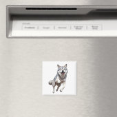 Wolf glücklich spielerischer Spaß beim Springen im Magnet (In Situ (Geschirrspüler))