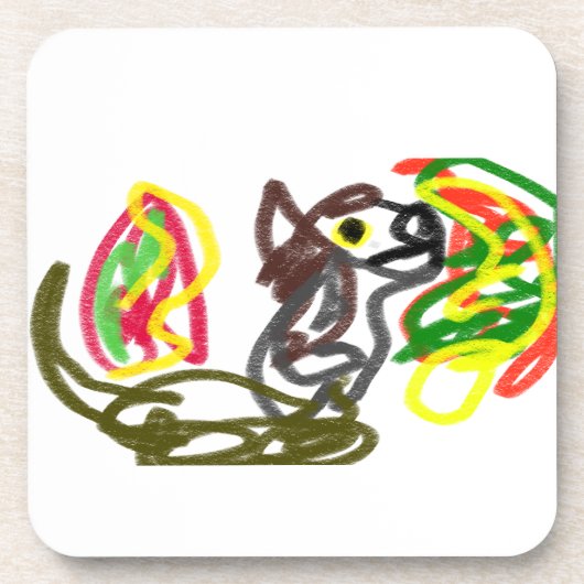 Wolf glücklicher Herbst Getränkeuntersetzer (Vorderseite)