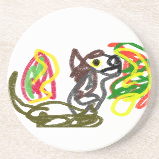 Wolf glücklicher Herbst Getränkeuntersetzer (Vorne)