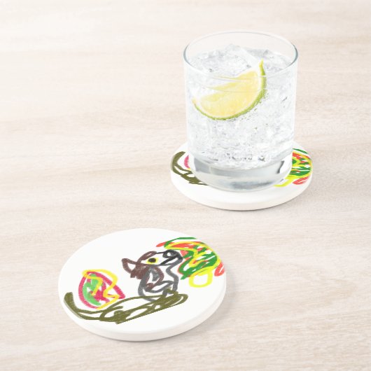 Wolf glücklicher Herbst Getränkeuntersetzer (Seite)