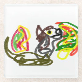 Wolf glücklicher Herbst Glasuntersetzer