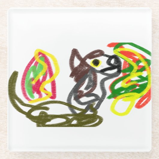 Wolf glücklicher Herbst Glasuntersetzer (Vorderseite)