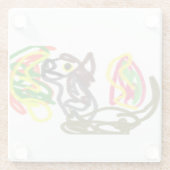 Wolf glücklicher Herbst Glasuntersetzer (Rückseite)