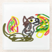 Wolf glücklicher Herbst Glasuntersetzer (Vorderseite)