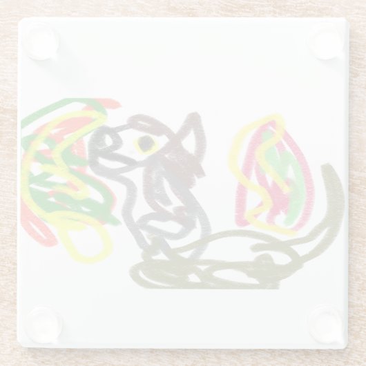 Wolf glücklicher Herbst Glasuntersetzer (Rückseite)