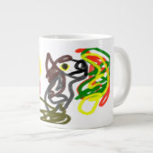 Wolf glücklicher Herbst Jumbo-Tasse (Vorderseite Rechts)