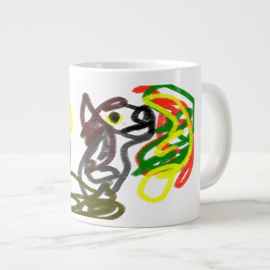 Wolf glücklicher Herbst Jumbo-Tasse (Vorderseite Rechts)