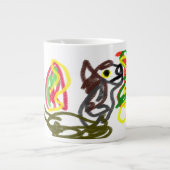 Wolf glücklicher Herbst Jumbo-Tasse (Vorderseite)