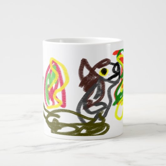 Wolf glücklicher Herbst Jumbo-Tasse (Vorderseite)