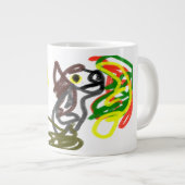 Wolf glücklicher Herbst Jumbo-Tasse (Vorderseite Rechts)