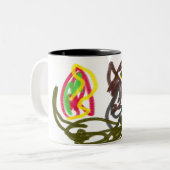 Wolf glücklicher Herbst Zweifarbige Tasse (Vorderseite Links)