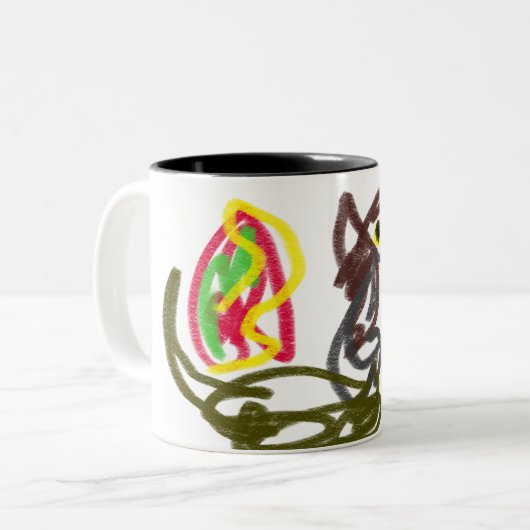 Wolf glücklicher Herbst Zweifarbige Tasse (Vorderseite Links)