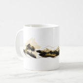 Wolf Golden Line Art Bergszene Tasse (Vorderseite Links)