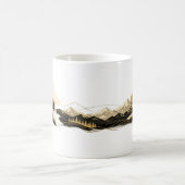 Wolf Golden Line Art Bergszene Tasse (Mittel)