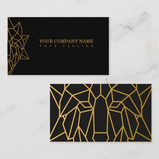 Wolf goldenes geometrisches Design Logo modern maß Visitenkarte (Vorne/Hinten)