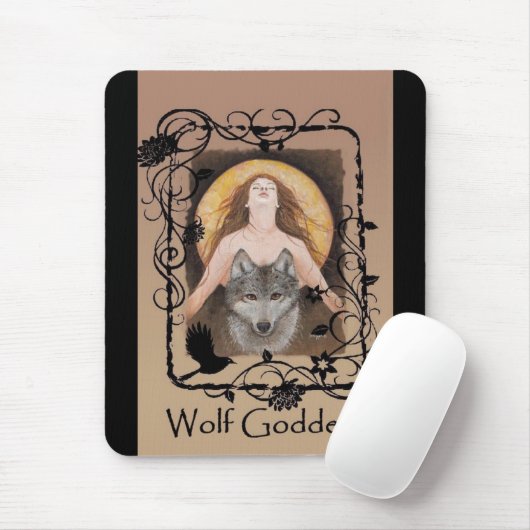 Wolf-Göttin Mousepad durch Lori Karels (Mit Mouse)