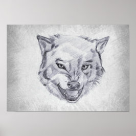 Wolf - Grafische Zeichnung Poster