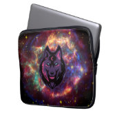 Wolf Graphic Art, Lila kosmischer Wolf Laptopschutzhülle (Vorderseite Links)