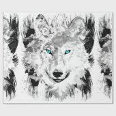 Wolf | Grauer Wolf Zeichnend | Schleifpapier Geschenkpapier (Flach)