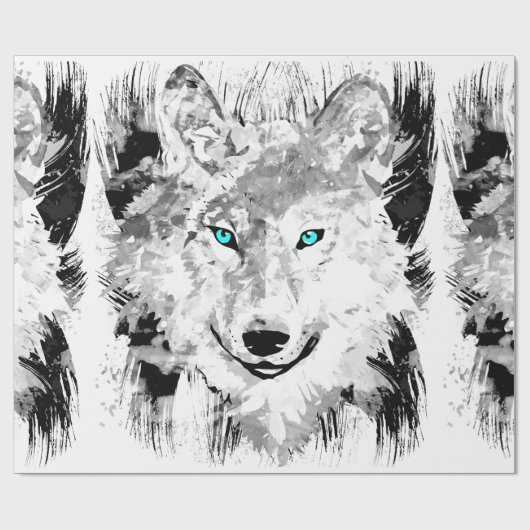 Wolf | Grauer Wolf Zeichnend | Schleifpapier Geschenkpapier (Flach)