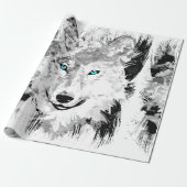 Wolf | Grauer Wolf Zeichnend | Schleifpapier Geschenkpapier (Ungerollt)