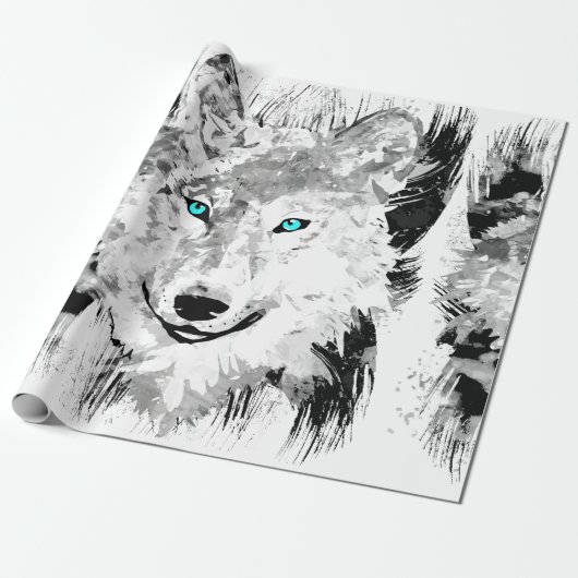 Wolf | Grauer Wolf Zeichnend | Schleifpapier Geschenkpapier (Ungerollt)