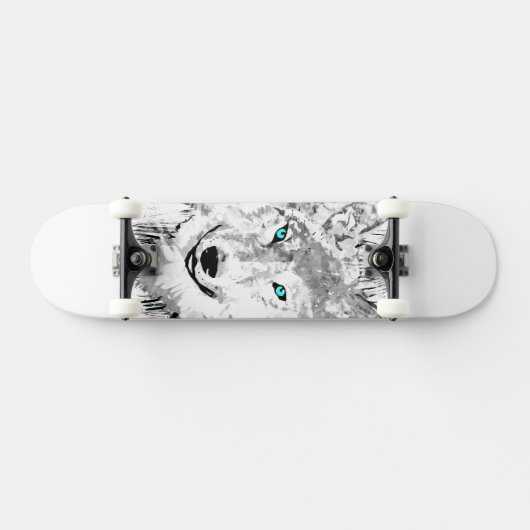 Wolf | Grauer Wolf Zeichnend | Wolf Skateboard (Horizontal)