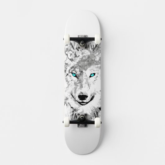 Wolf | Grauer Wolf Zeichnend | Wolf Skateboard (Vorderseite)