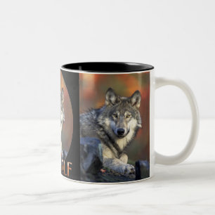 Wolf-grauer WolfCanis Lupis Zweifarbige Tasse