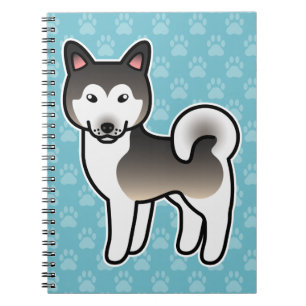 Wolf Gray Alaskan Malamute Dog Illustration Notizblock