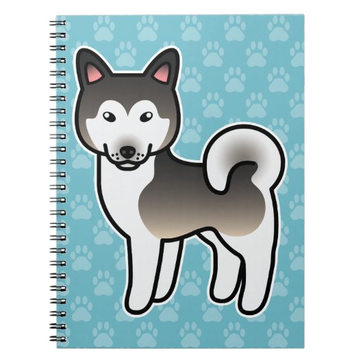 Wolf Gray Alaskan Malamute Dog Illustration Notizblock (Vorderseite)