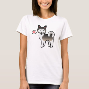 Wolf Gray Alaskan Malamute Dog Liebe Illustration T-Shirt