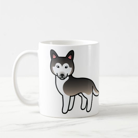 Wolf Gray Cartoon Siberian Husky Dog Kaffeetasse (Links)