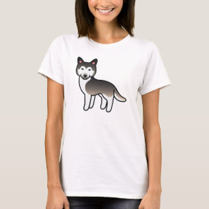 Wolf Gray Cartoon Siberian Husky Dog T-Shirt