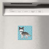 Wolf Gray Cartoon Siberian Husky Magnet (In Situ (Geschirrspüler))