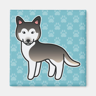 Wolf Gray Cartoon Siberian Husky Magnet
