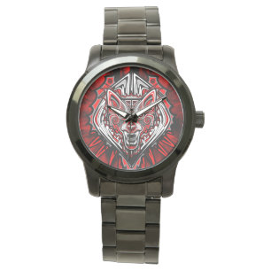 Wolf-Haida-Stammes-Totem-Design Armbanduhr