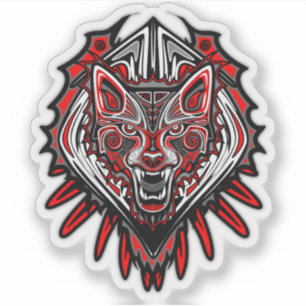 Wolf-Haida-Stammes-Totem-Design Aufkleber