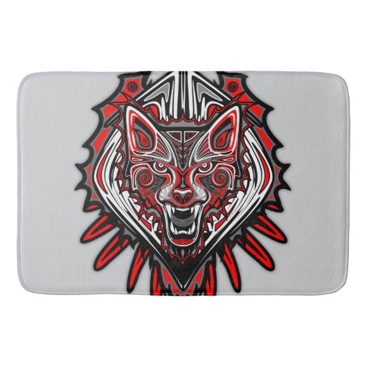 Wolf-Haida-Stammes-Totem-Design Badematte (Vorderseite)