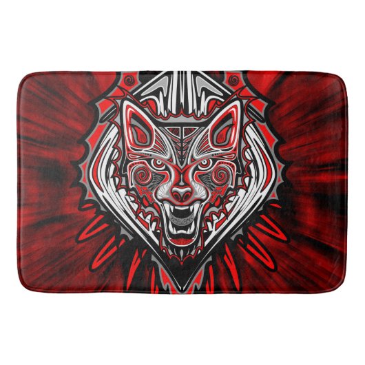 Wolf-Haida-Stammes-Totem-Design Badematte (Vorderseite)
