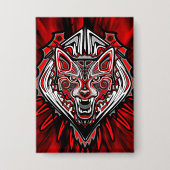 Wolf-Haida-Stammes-Totem-Design Button (Vorderseite)