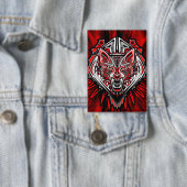 Wolf-Haida-Stammes-Totem-Design Button (Insitu)